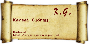 Karsai György névjegykártya